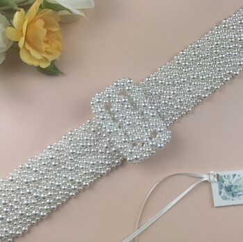 Isadora Pearl Bridal Belt And Buckle, 5 of 10