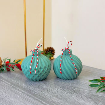 Green Christmas Candle In Christmas Tree Bauble Design, 4 of 7