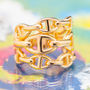 Gold Triple Gold Anchor Chain Ring, thumbnail 1 of 2