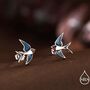 Sterling Silver Barn Swallow Bird Stud Earrings, thumbnail 1 of 11