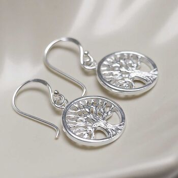 Sterling Silver Dangly Tree Of Life Earrings, 8 of 10