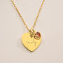 Sterling Silver Esme Heart And Heart Birthstone Personalised Name Necklace, thumbnail 1 of 12