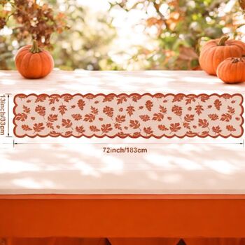 Burnt Orange Lace Leaf Autumn Table Runner, 7 of 7