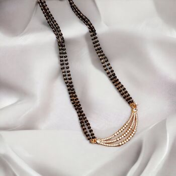 Indian Half Moon Zircon Mangalsutra Beads Necklace, 5 of 6