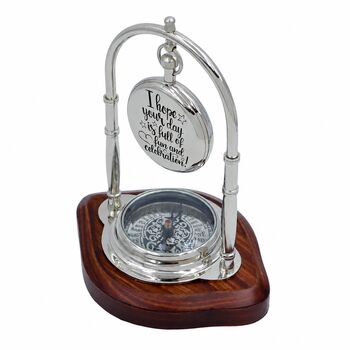 Personalised Chrome 9th Anniversary Desk Clock With Compass, 8 of 8