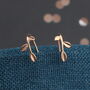 Sterling Silver Olive Leaf Hook Earrings, thumbnail 3 of 6