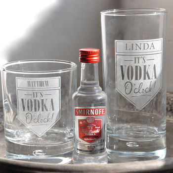 Personalised 'Vodka O Clock' Etched Glass, 4 of 4