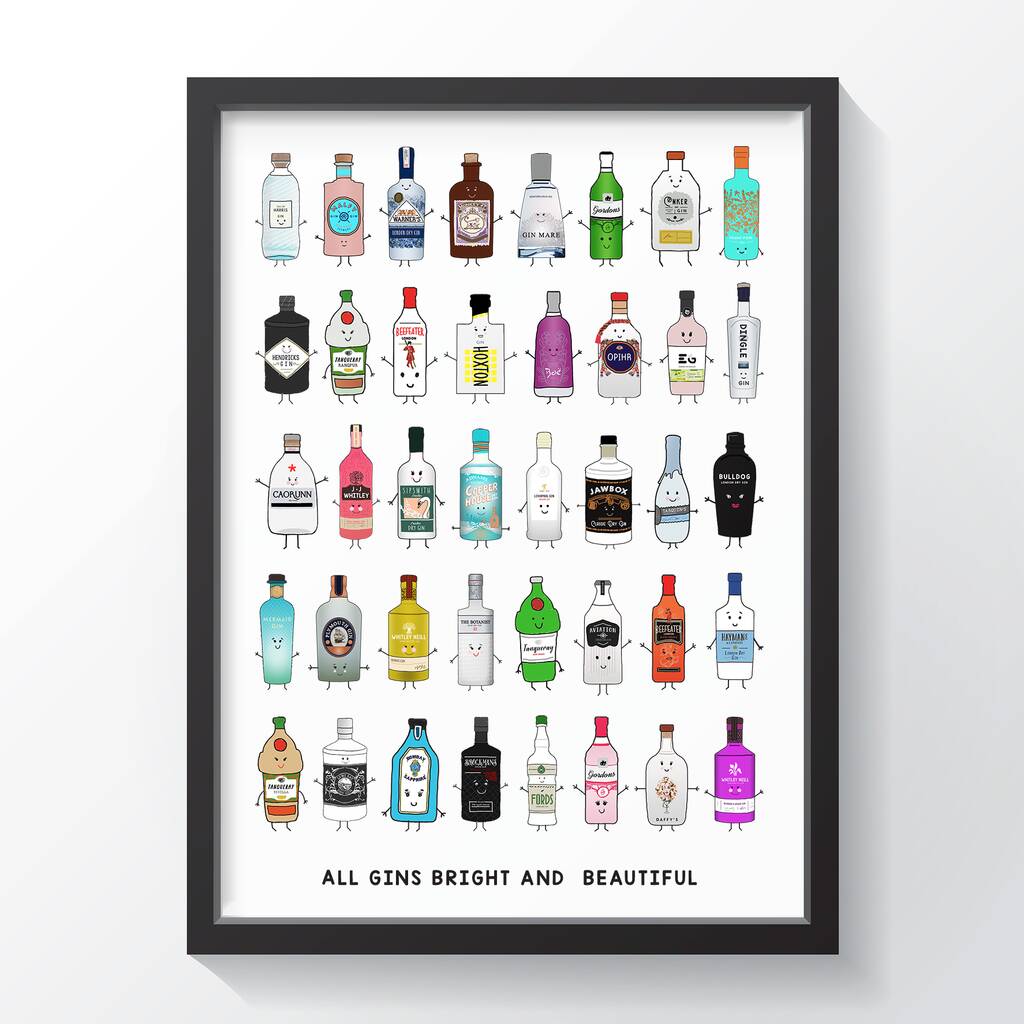 'All Gins Bright And Beautiful' Gin Montage Print, 1 of 3