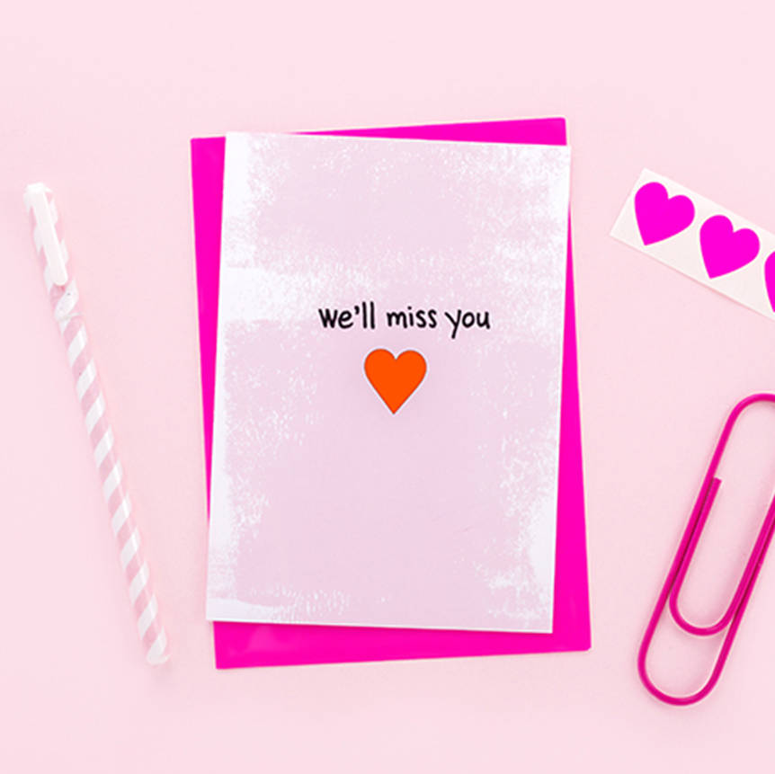 'We'll Miss You' Neon Accent Leaving Card By Scissor Monkeys ...