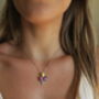 Tulip Yellow Purple And Pink Flower Pendant Necklace, thumbnail 3 of 4