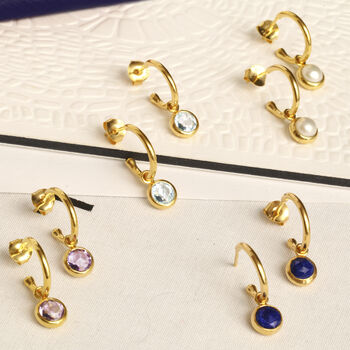 18ct Gold Vermeil Plated Birthstone Hoop Earrings, 11 of 12