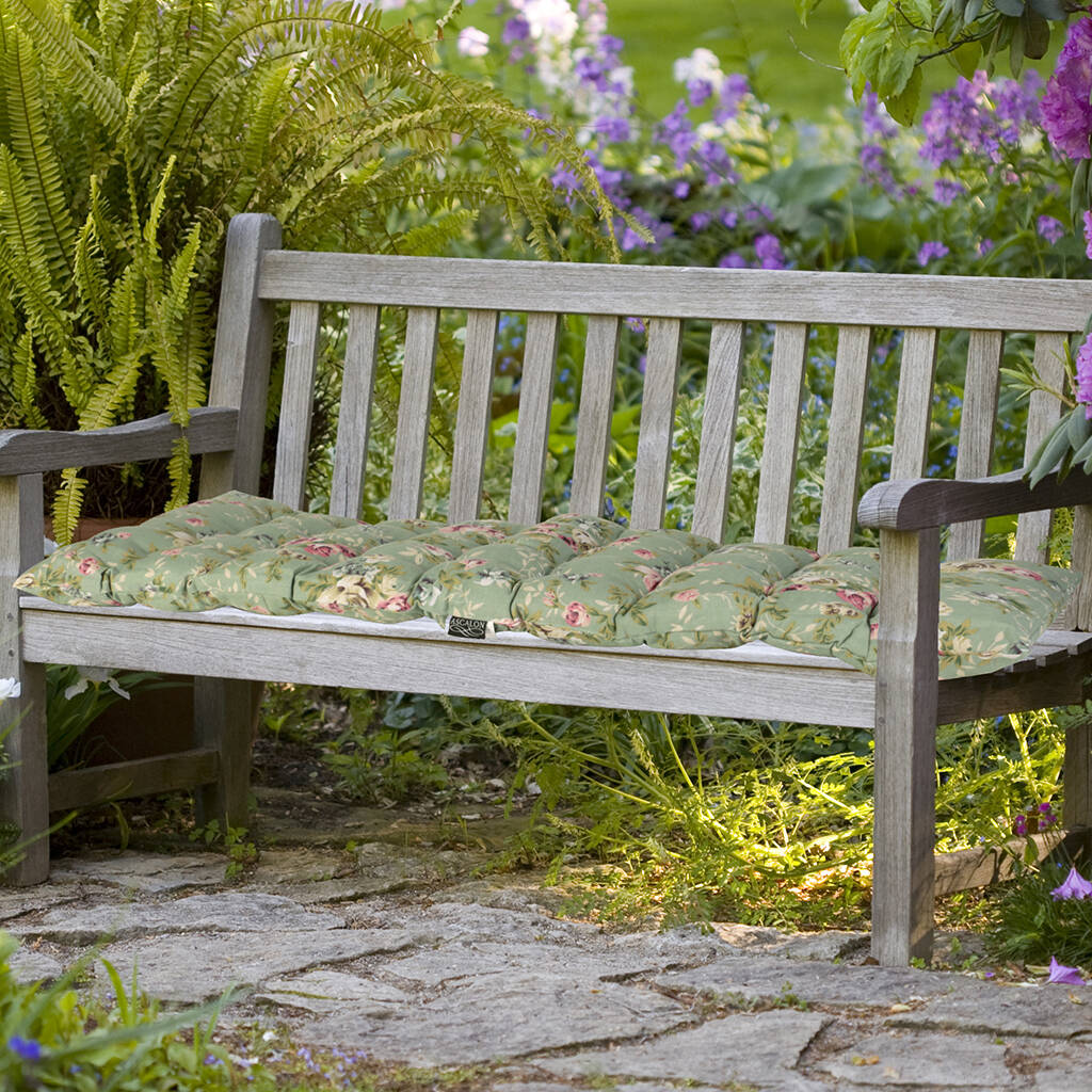 Cottage Rose Padded Garden Bench Cushion, 1 of 2