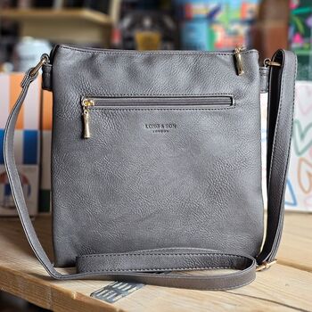 Square Multi Zipped Cross Body Bag In Dark Grey, 2 of 2