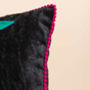 Black Floral Embroidered Cotton Velvet Cushion Cover, thumbnail 5 of 7