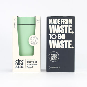 Circular And Co Travel Mug Made From Recycled Stainless Steel 12oz Seaglass Green, 2 of 8