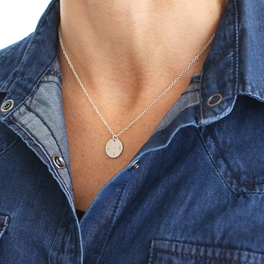 Silver Compass Necklace By A Box For My Treasure