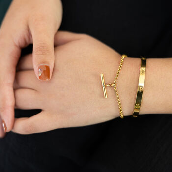 T Bar And Belcher Chain Bracelet, 2 of 3