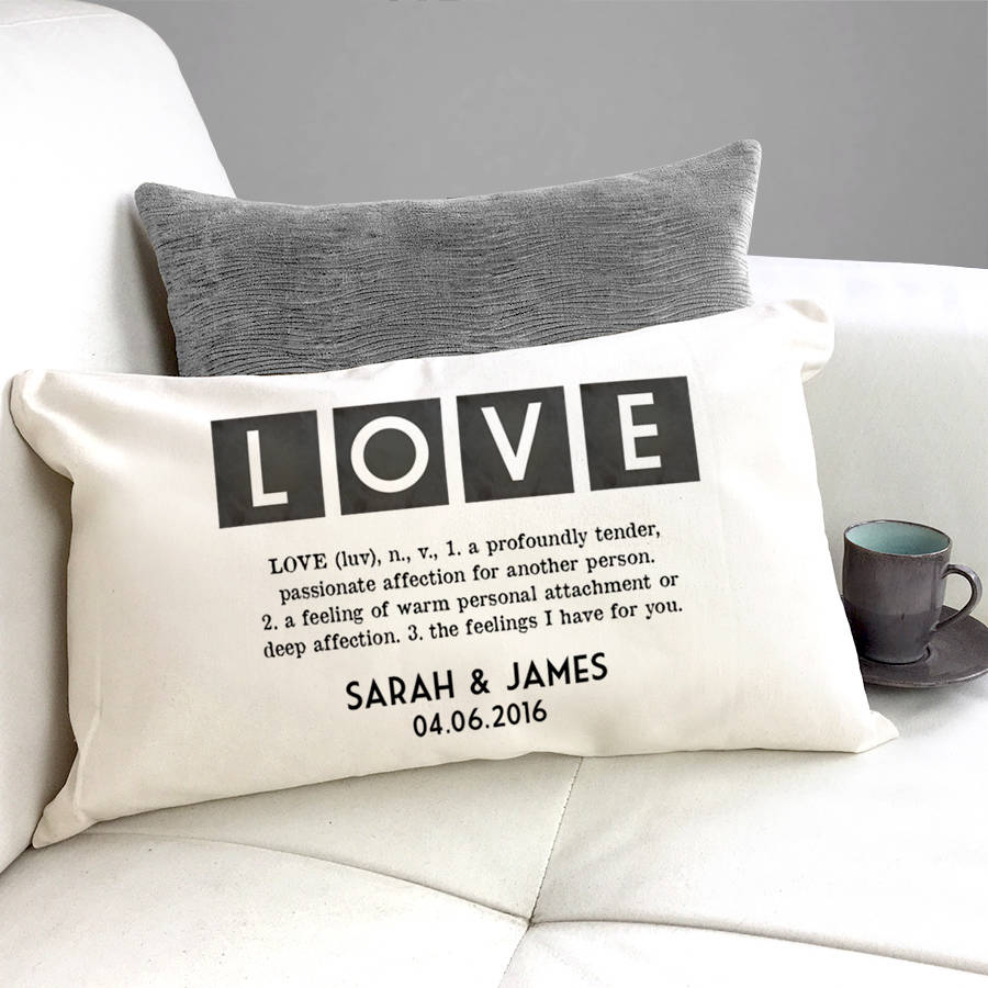 personalised vintage  style  definition  of love cushion by 