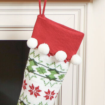 Personalised Fair Isle Knitted Christmas Stocking, 5 of 12