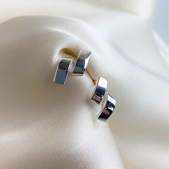 Sterling Silver Simple Bar Twist Stud Earrings, 4 of 5