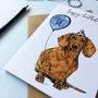 Personalised Sausage Dog Birthday Greetings Card, thumbnail 2 of 3