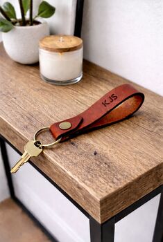 Personalised Leather Keyring, Spanish Brown, 4 of 11