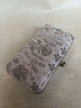 Light Pink Handcrafted Rectangular Clutch Bag, 5 of 11