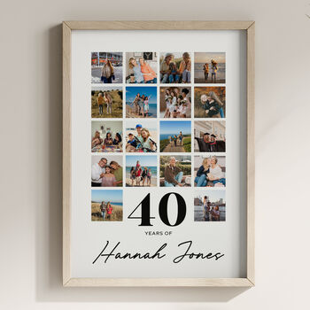 Personalised 40th Birthday Gift, Custom Photo Collage, 2 of 6