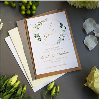 Be Our Guest White Floral Wedding Invitations, 5 of 6