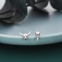 Mismatched Sterling Silver Bird Skull And Bull Skull Stud Earrings, thumbnail 1 of 11