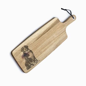 Personalised Bernese Mountain Dog Engraved Acacia Serving Board, 9 of 11