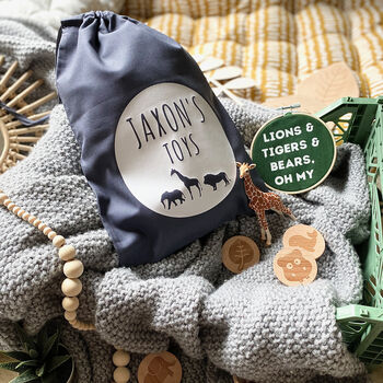 Personalised Safari Animals Toy Storage Bag, 3 of 7