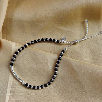 Pure Silver Black Bead Nazaria Anklet, 3 of 5