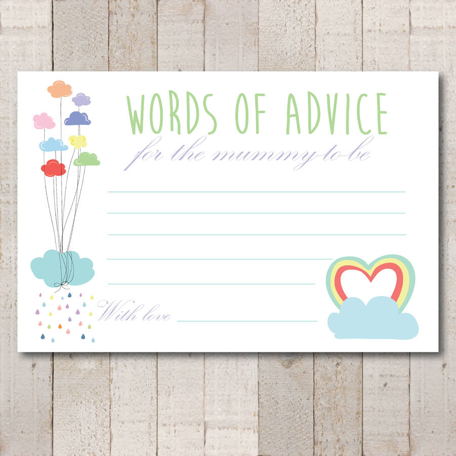 Rainbow Baby Shower Advice Cards By Copper Grey Notonthehighstreet