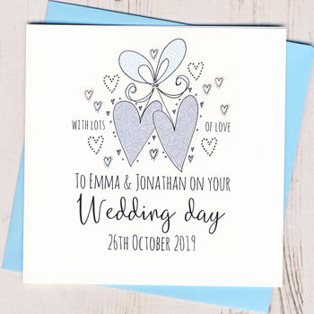 Personalised Glittery Wedding Hearts Card, 3 of 4