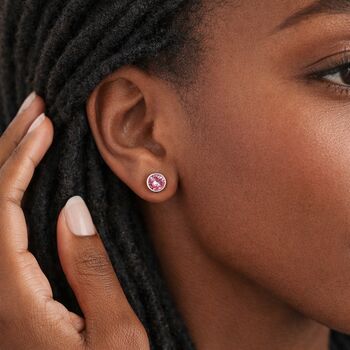 Sterling Silver October Tourmaline Birthstone Stud Earrings – 7mm, 3 of 7