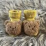 Personalised Coffee Knitted Baby Blanket With Pom Pots, thumbnail 9 of 10