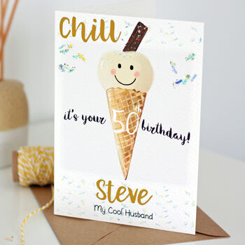 Personalised Ice Cream 50th Birthday Card, 2 of 9