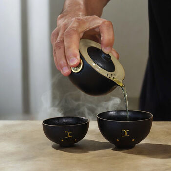 Lucky Golden Coin Cat Tea Set With Teapot And Teacups, 3 of 6