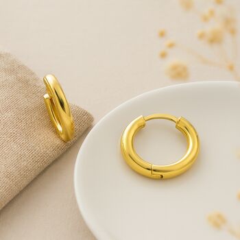 Large 18ct Gold Plated Hinged Hoop Earrings – 20mm, 2 of 5