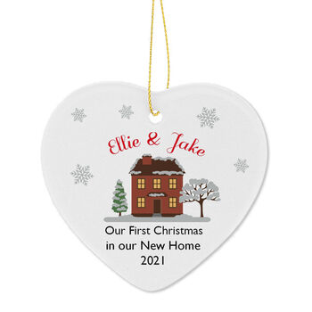Personalised Cosy Christmas Ceramic Heart Decoration, 2 of 2