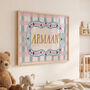 Personalised Baby Name Print With Folk Art Border, thumbnail 10 of 12