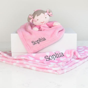 Personalised Baby Blanket And Dolly Comforter Gift Set, 3 of 8