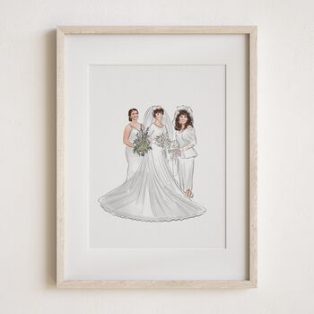 Personalised Wedding Portrait – Mother Of The Bride Gift, Hand Drawn From Photo, Christmas Keepsake For Mum, 8 of 11