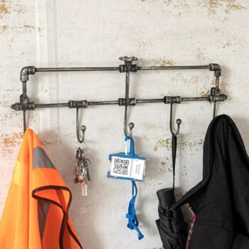 Metal Coat Rack Wall Mounted Pipe Hooks Home Storage, 5 of 11