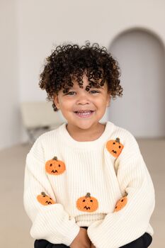 Halloween Pumpkin Applique Knit Jumper, 2 of 7