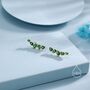 Sterling Silver Emerald Green Droplet Cz Cluster Crawler Earrings, thumbnail 4 of 12