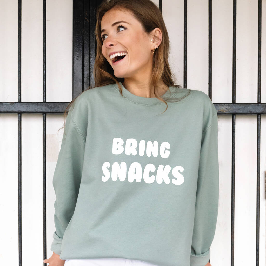 Bring Snacks Women's Slogan Sweatshirt, 1 of 3