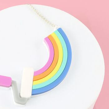 Rainbow Acrylic Necklace 'Paint It Rainbow', 2 of 8