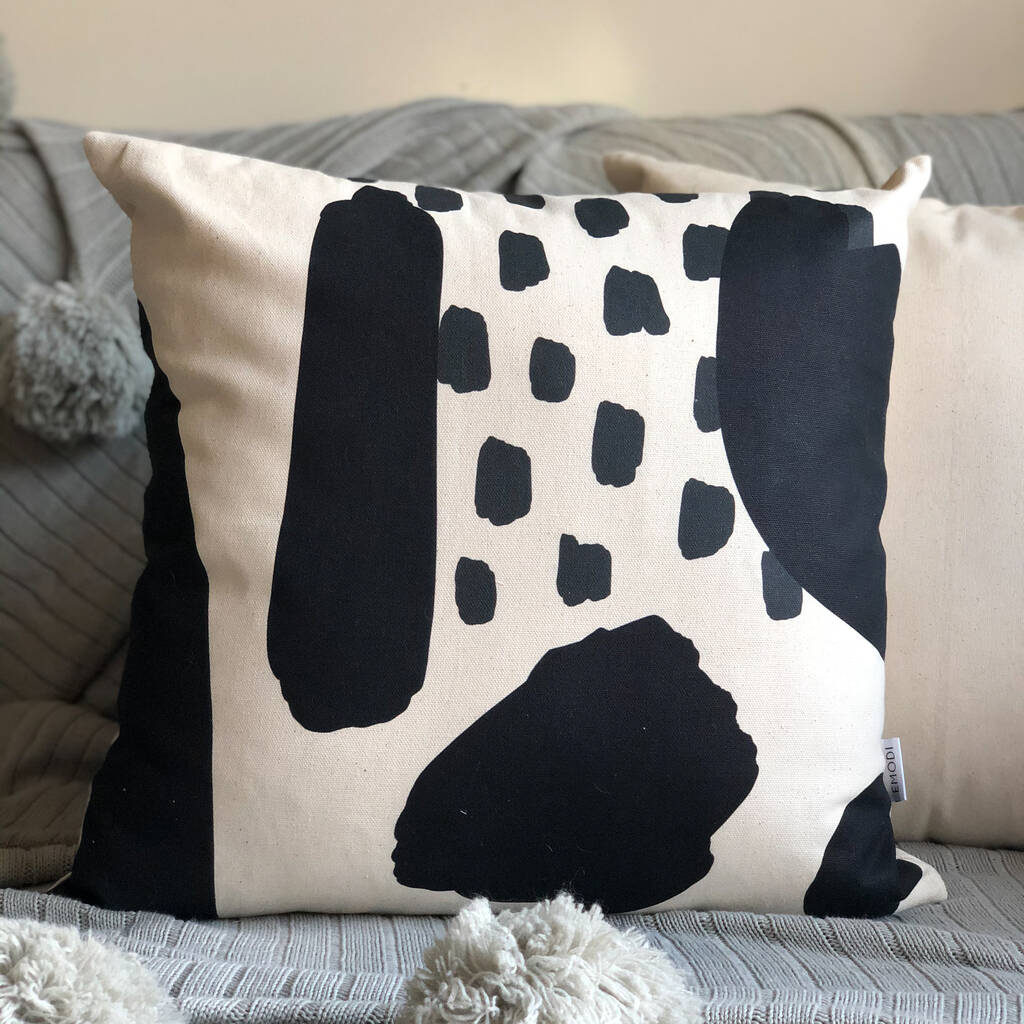 Black Shapes Abstract Organic Cushion By Elley Home ...